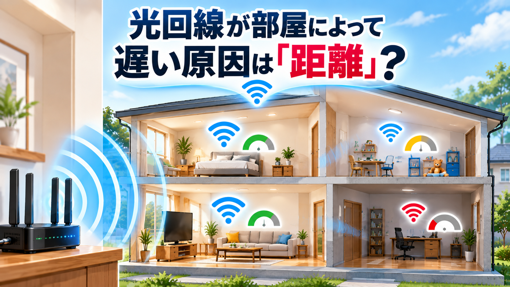 光回線が部屋によって遅い原因は距離？